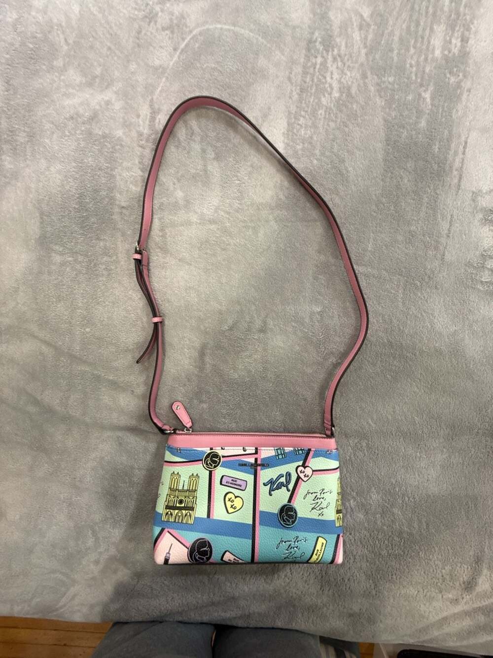 Karl Lagerfeld Paris Crossbody Bag Multi-Color Paris Map Print